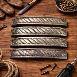 4 Vintage Hyer Ornate Brass Cabinet Door Drawer Handle Pull Hollywood Regency